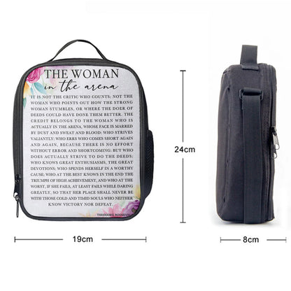 Woman In The Arena Positive Quote Lunchbag Lunchbag -Teddy Roosevelt -Encouragement Gifts For Women