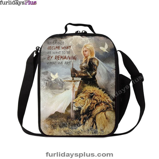 Woman Warrior Lion Of Judah Become What We Want To Be Lunchbag, Lion Lunch Bag, Christian Inspirational Lunchbag