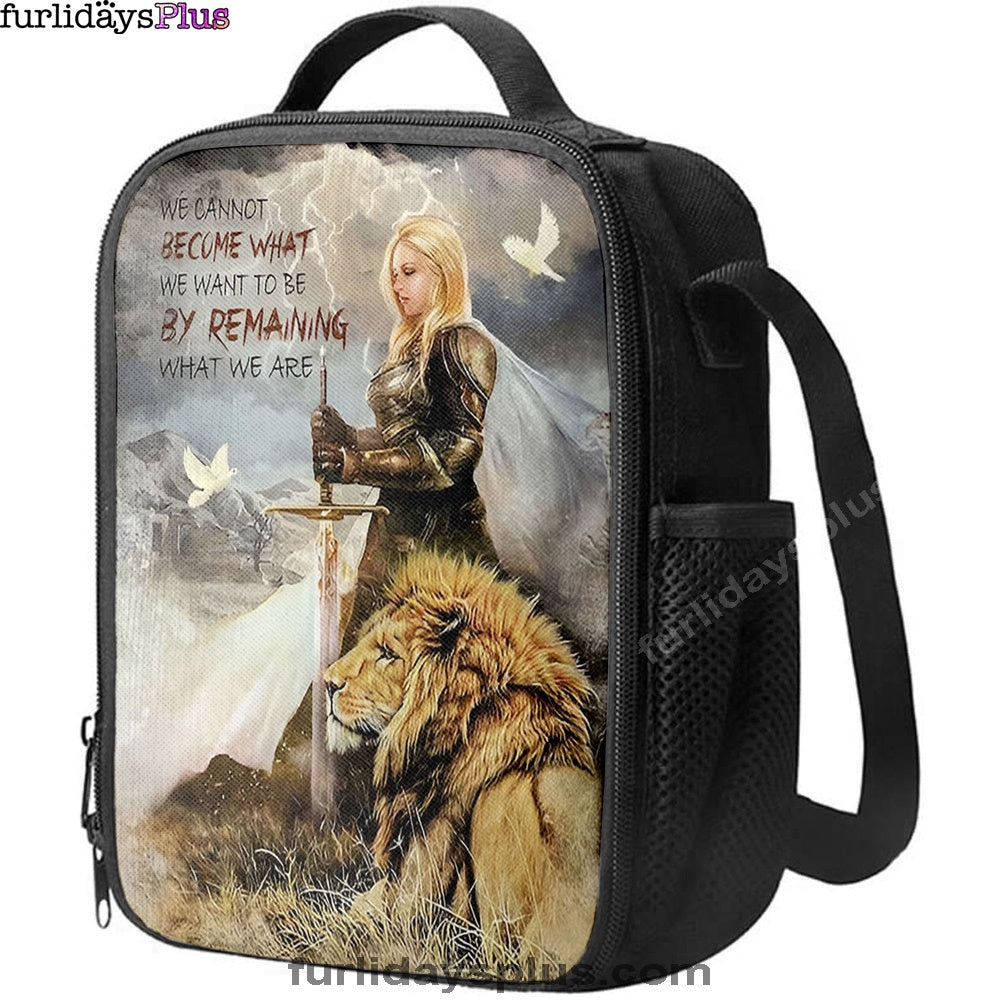 Woman Warrior Lion Of Judah Become What We Want To Be Lunchbag, Lion Lunch Bag, Christian Inspirational Lunchbag
