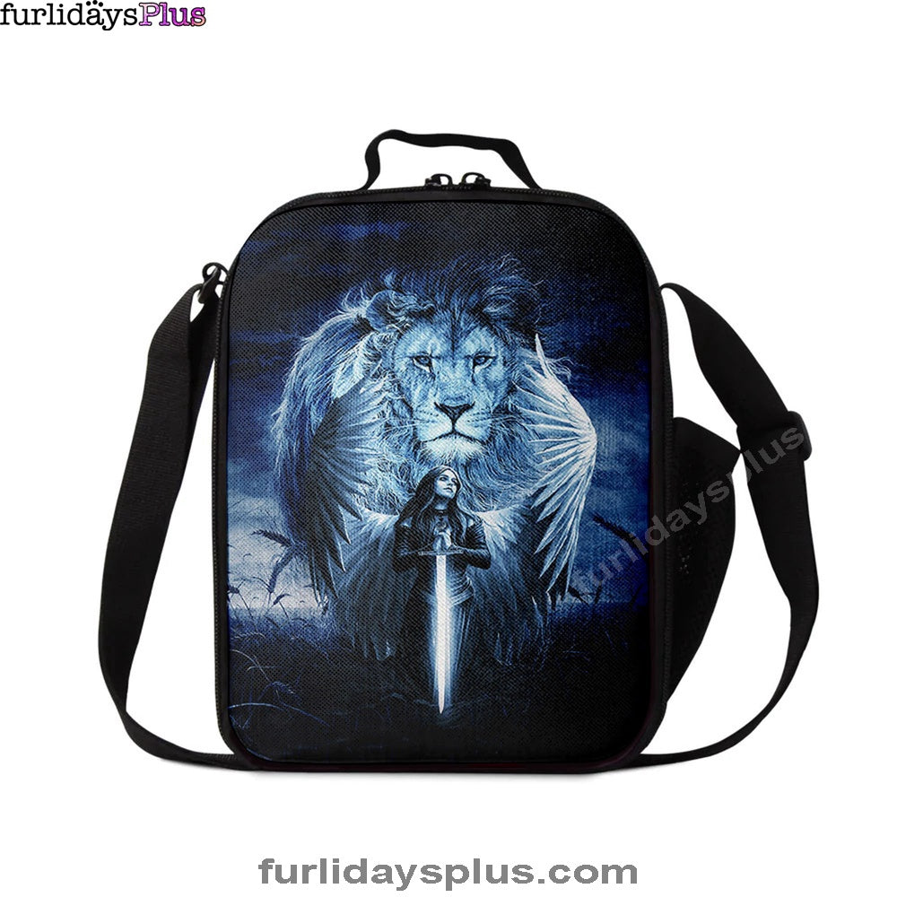 Woman Warrior Lion Of Judah Blue Night Lunch Bag, Inspirational Lunch Bag, Christian Lunch Bag