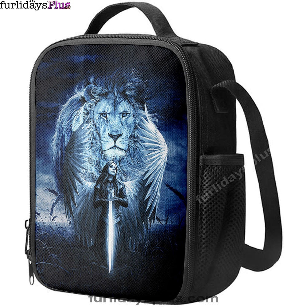 Woman Warrior Lion Of Judah Blue Night Lunch Bag, Inspirational Lunch Bag, Christian Lunch Bag