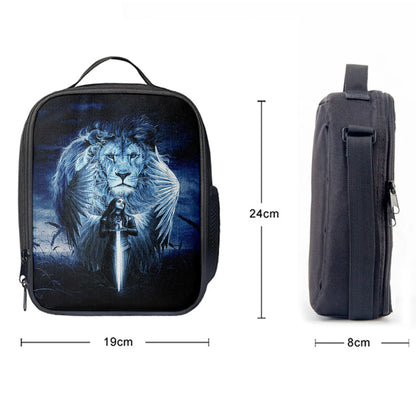 Woman Warrior Lion Of Judah Blue Night Lunch Bag, Inspirational Lunch Bag, Christian Lunch Bag