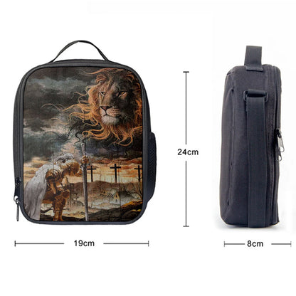 Women Warrior Kneel Before Lion Of Judah Lunchbag Lunch Bag, Christian Lunchbag, Religious Art