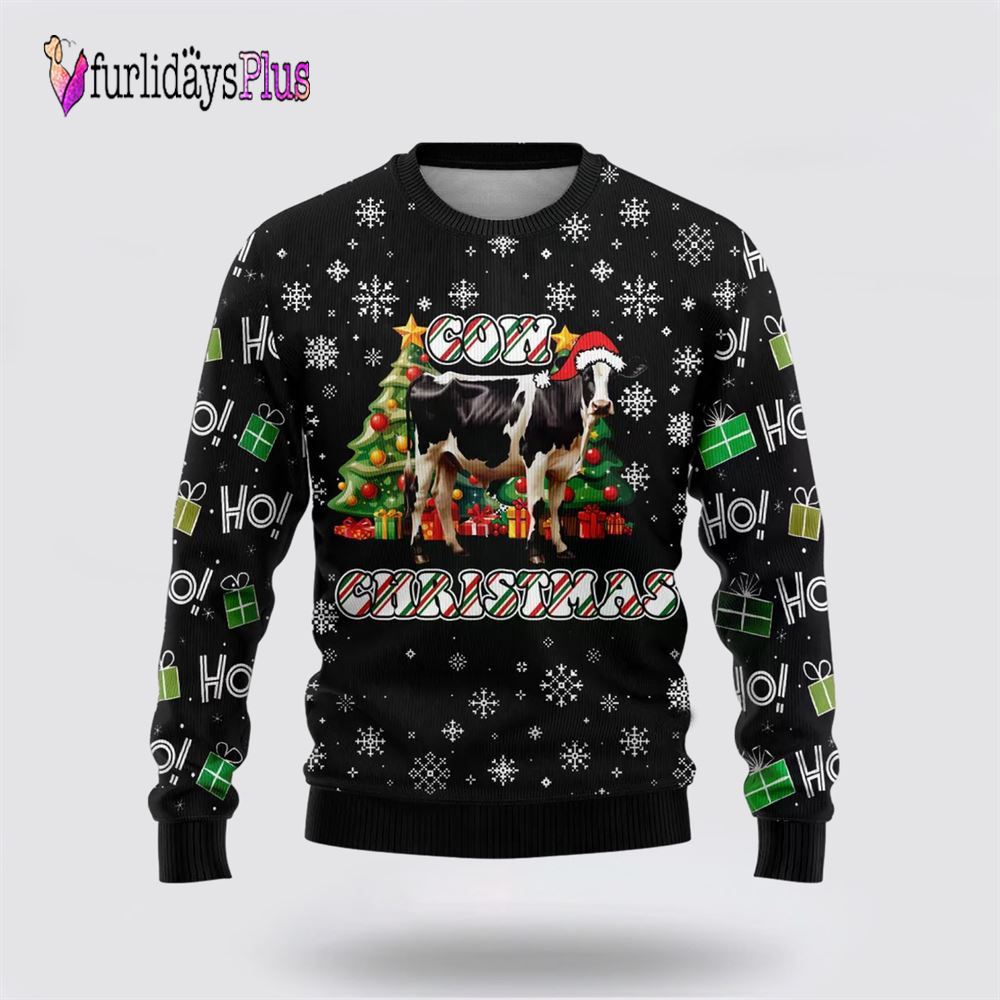 Xmas Pine Tree Cow Ugly Christmas Sweater For Men Women, Christmas Gift, Christmas Winter Fashion, Farmers Sweater