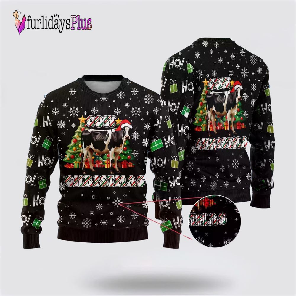 Xmas Pine Tree Cow Ugly Christmas Sweater For Men Women, Christmas Gift, Christmas Winter Fashion, Farmers Sweater