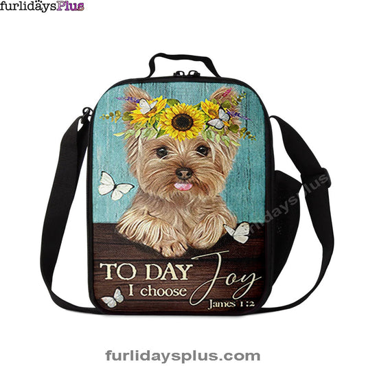 Yorkshire Terrier Dog Today I Choose Joy Lunchbag Lunchbag, Christian Lunch Bag, Gift For Dog Lover