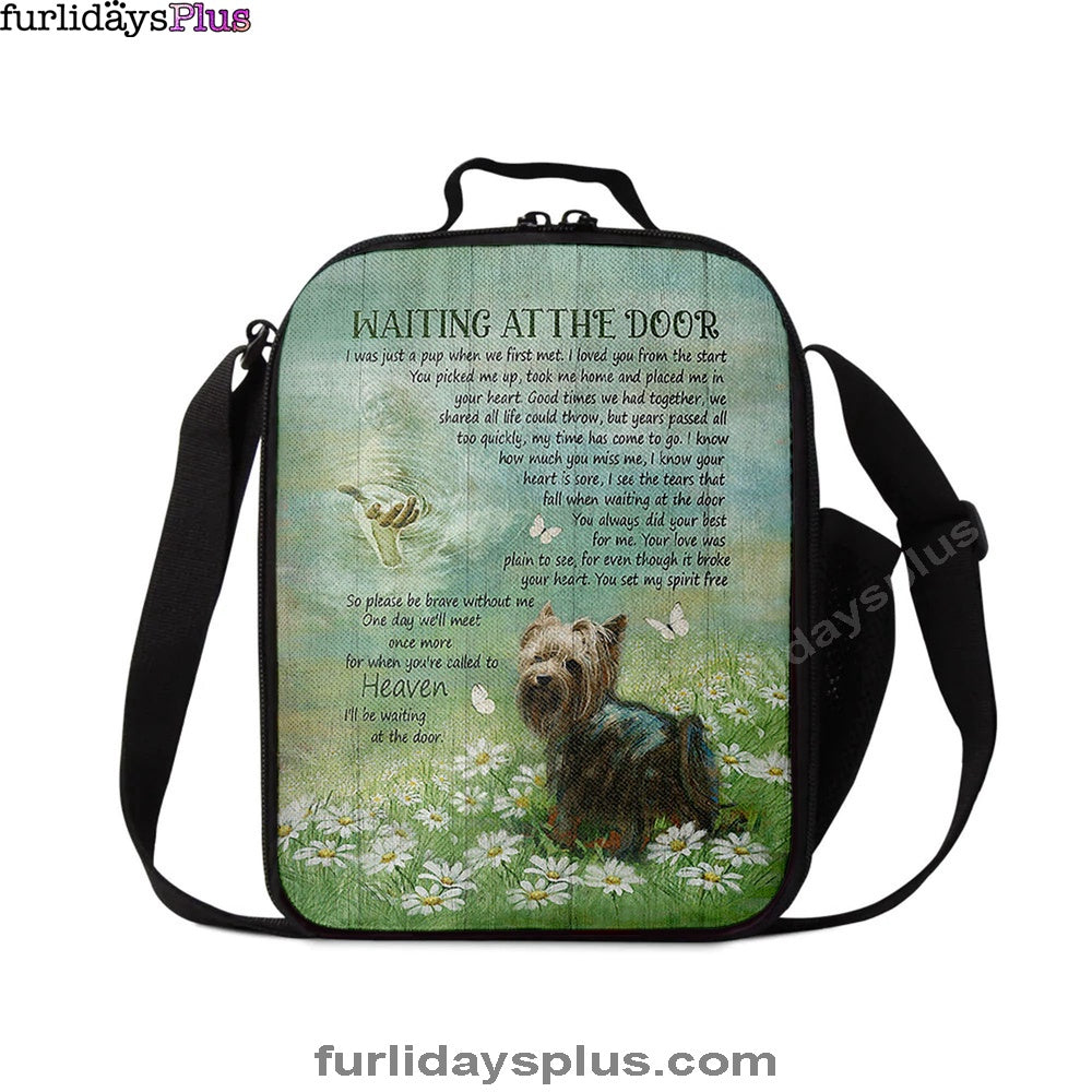 Yorkshire Terrier Dog Waiting At The Door Lunchbag, Jesus Christ Hand Daisy Field Lunchbag Lunchbag, Christian Lunch Bag, Gift For Dog Lover