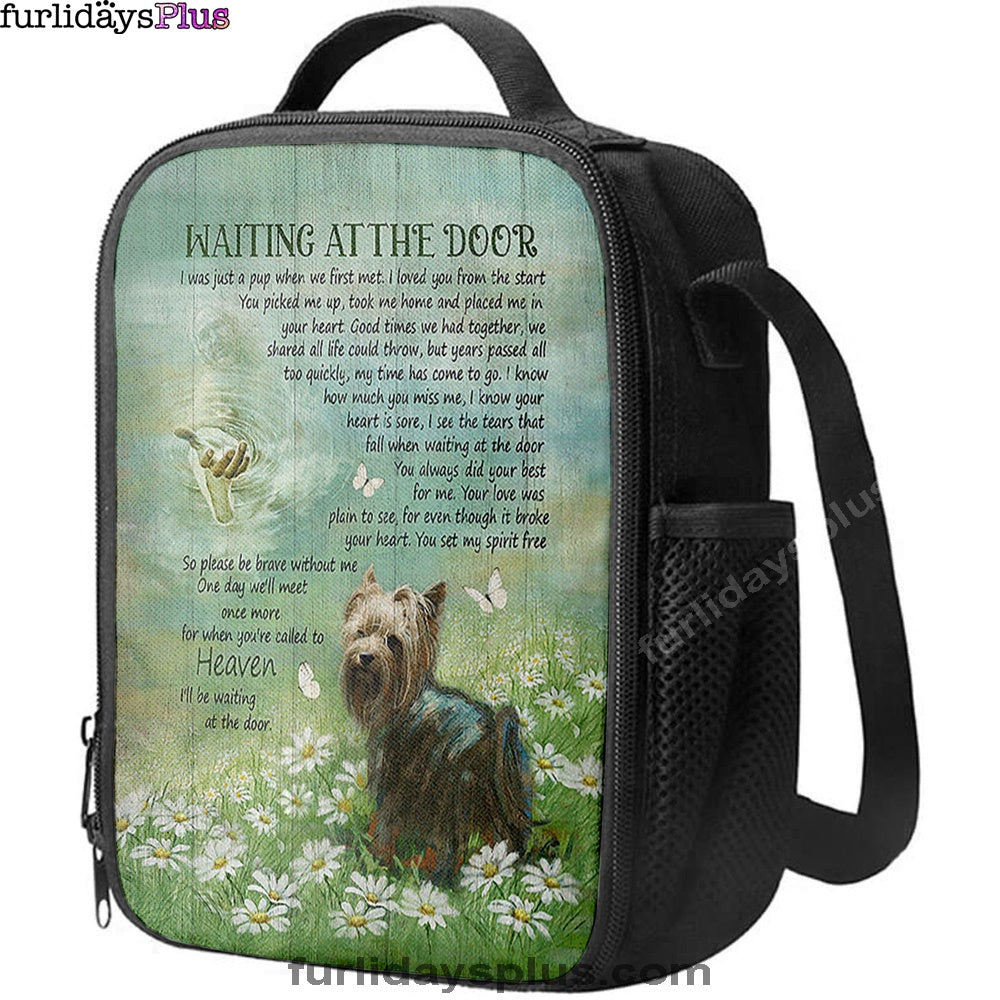 Yorkshire Terrier Dog Waiting At The Door Lunchbag, Jesus Christ Hand Daisy Field Lunchbag Lunchbag, Christian Lunch Bag, Gift For Dog Lover