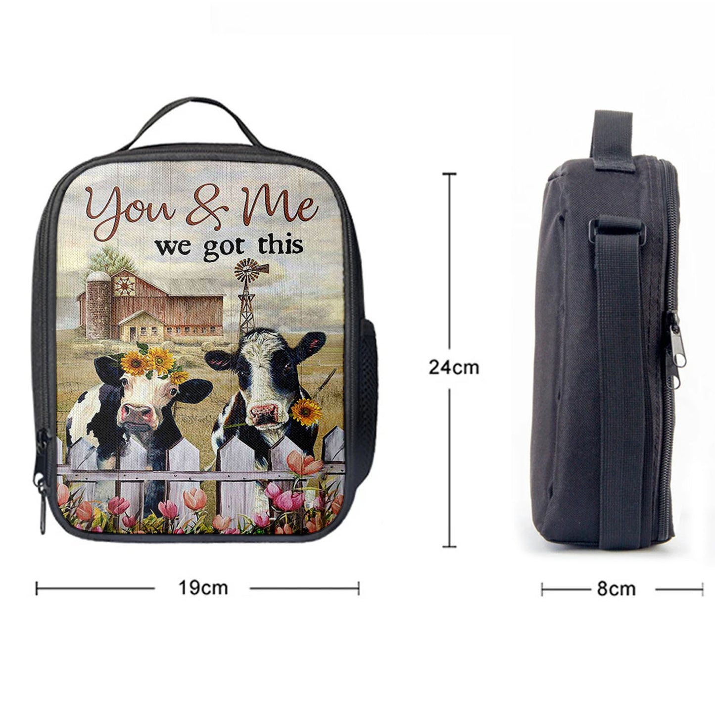 You And Me We Got This Beautiful Cow Windmill Lunch Bag, Inspirational Lunch Bag, Christian Lunch Bag