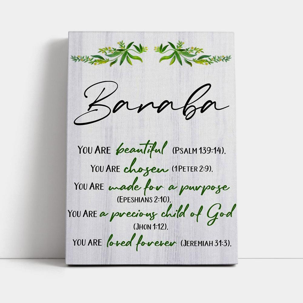 You Are Beautiful Chosen Made For A Purpose Personalized Canvas Wall Art - Inspirational Canvas Art - Christian Wall Decor