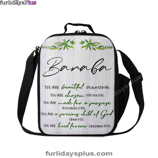 You Are Beautiful Chosen Made For A Purpose Personalized Lunchbag Lunch Bag, Inspirational Lunch Bag, Christian Lunchbag
