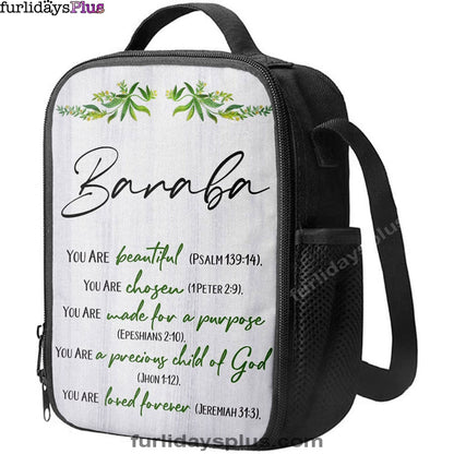 You Are Beautiful Chosen Made For A Purpose Personalized Lunchbag Lunch Bag, Inspirational Lunch Bag, Christian Lunchbag