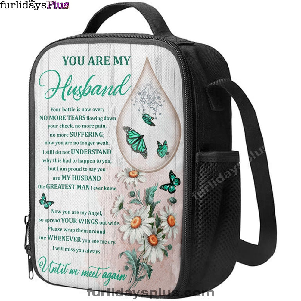 You Are My Husband Until We Meet Again The Butterfly Flower Tear Lunchbag, Christian Lunchbag, Bible Verse Lunch Bag