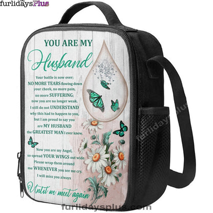 You Are My Husband Until We Meet Again The Butterfly Flower Tear Lunchbag, Christian Lunchbag, Bible Verse Lunch Bag
