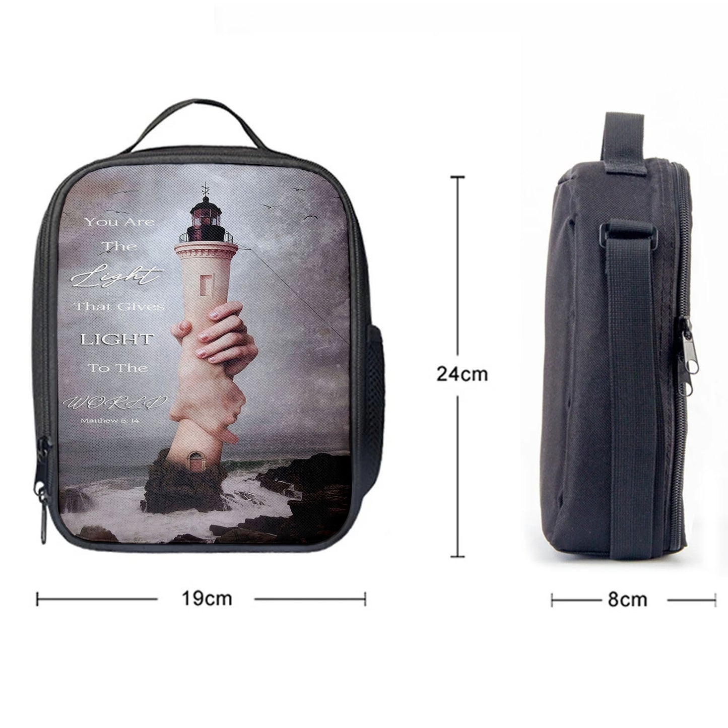 You Are The Light Lighthouse Hand of God Lunchbag Lunch Bag, Christian Lunchbag, Inspirational Gift For Christian Women