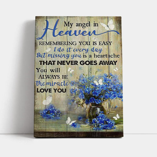 You Will Always Be The Miracle Canvas - Blue Flower Glass Vase Butterfly Canvas Art - Christian Art - Bible Verse Wall Art - Religious Home Decor