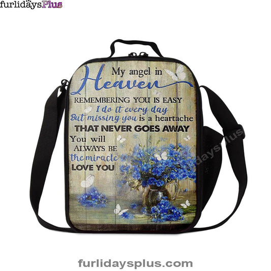 You Will Always Be The Miracle Lunchbag, Blue Flower Glass Vase Butterfly Lunch Bag, Christian Art, Bible Verse Lunch Bag