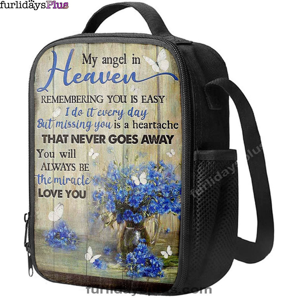 You Will Always Be The Miracle Lunchbag, Blue Flower Glass Vase Butterfly Lunch Bag, Christian Art, Bible Verse Lunch Bag