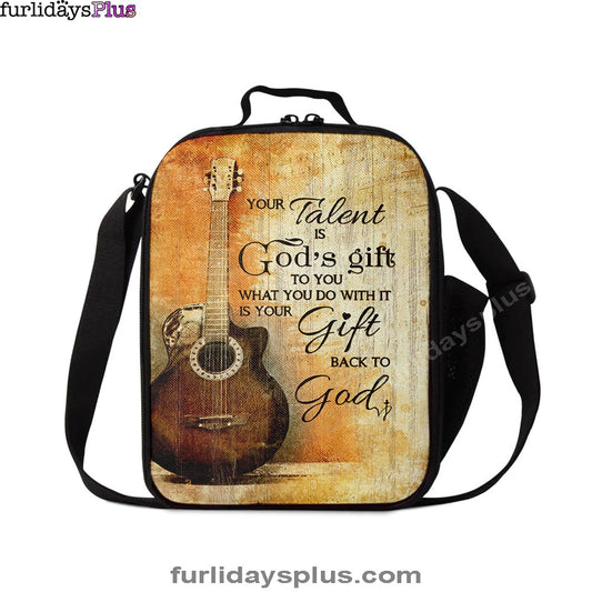 Your Talent Is God Gift To You Guitar Lunch Bag, Inspirational Lunch Bag, Christian Lunch Bag