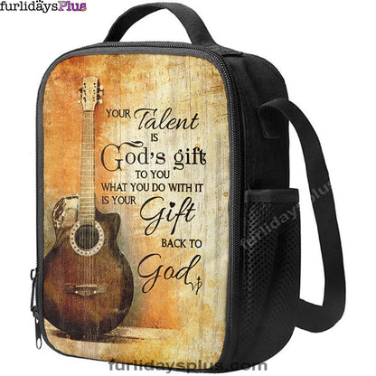 Your Talent Is God Gift To You Guitar Lunch Bag, Inspirational Lunch Bag, Christian Lunch Bag