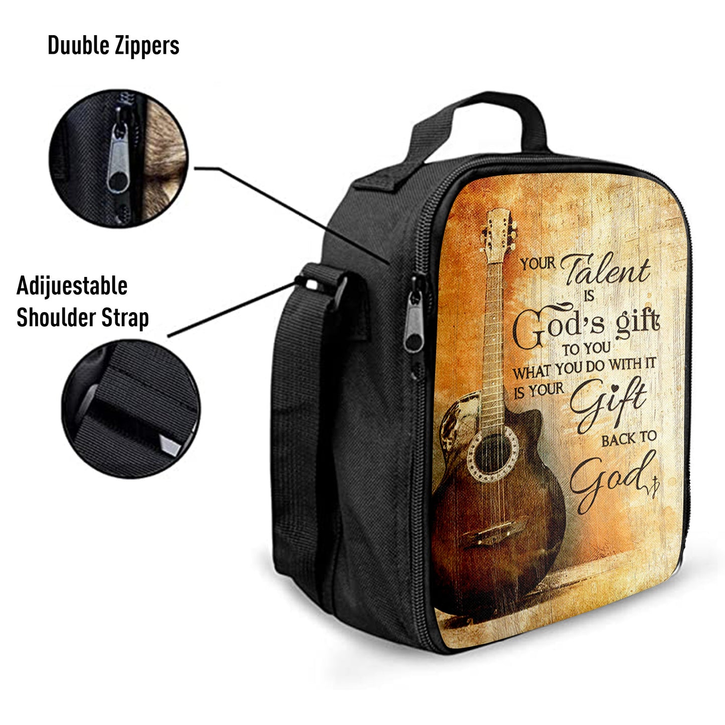 Your Talent Is God Gift To You Guitar Lunch Bag, Inspirational Lunch Bag, Christian Lunch Bag