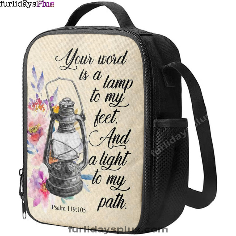 Your Word Is A Lamp To My Feet Psalm 119105 Bible Verse Lunchbag Art, Bible Verse Lunchbag, Scripture Lunch Bag