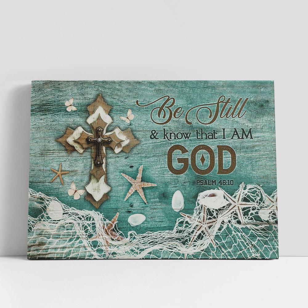 cross Butterfly Be still and know that I am God Canvas Wall Art, Bible Verse Canvas, Religious Prints
