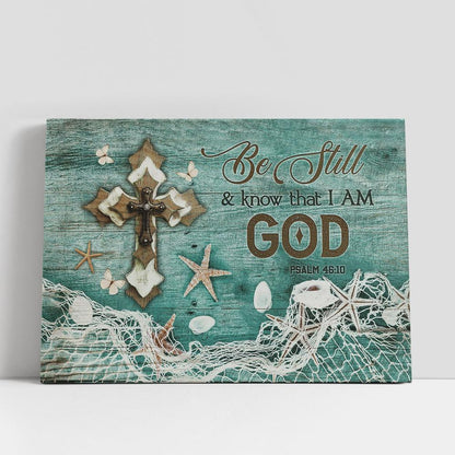 cross Butterfly Be still and know that I am God Canvas Wall Art, Bible Verse Canvas, Religious Prints