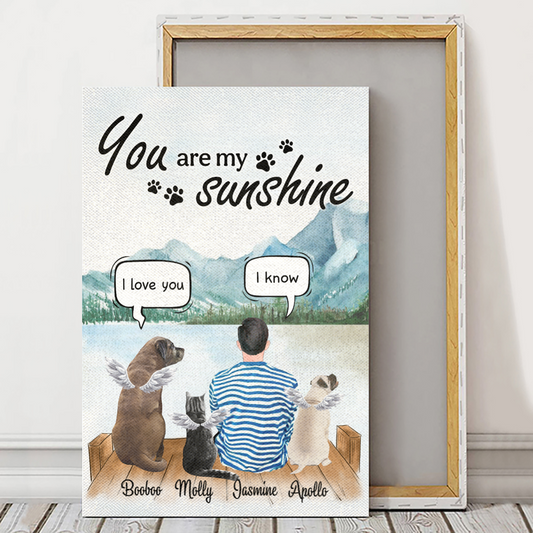 Custom Canvas Prints For Friends/Pet Lovers - Amazing Gift Personalized With Dogs/Cats Breed & Names - One Dad with Pets Conversation