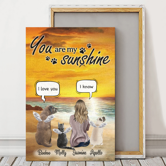Personalized Canvas/Poster Prints For Friends/Pet Lovers - Best Gift Personalized With Dogs/Cats Breed & Names - One Mom with Pets Conversation