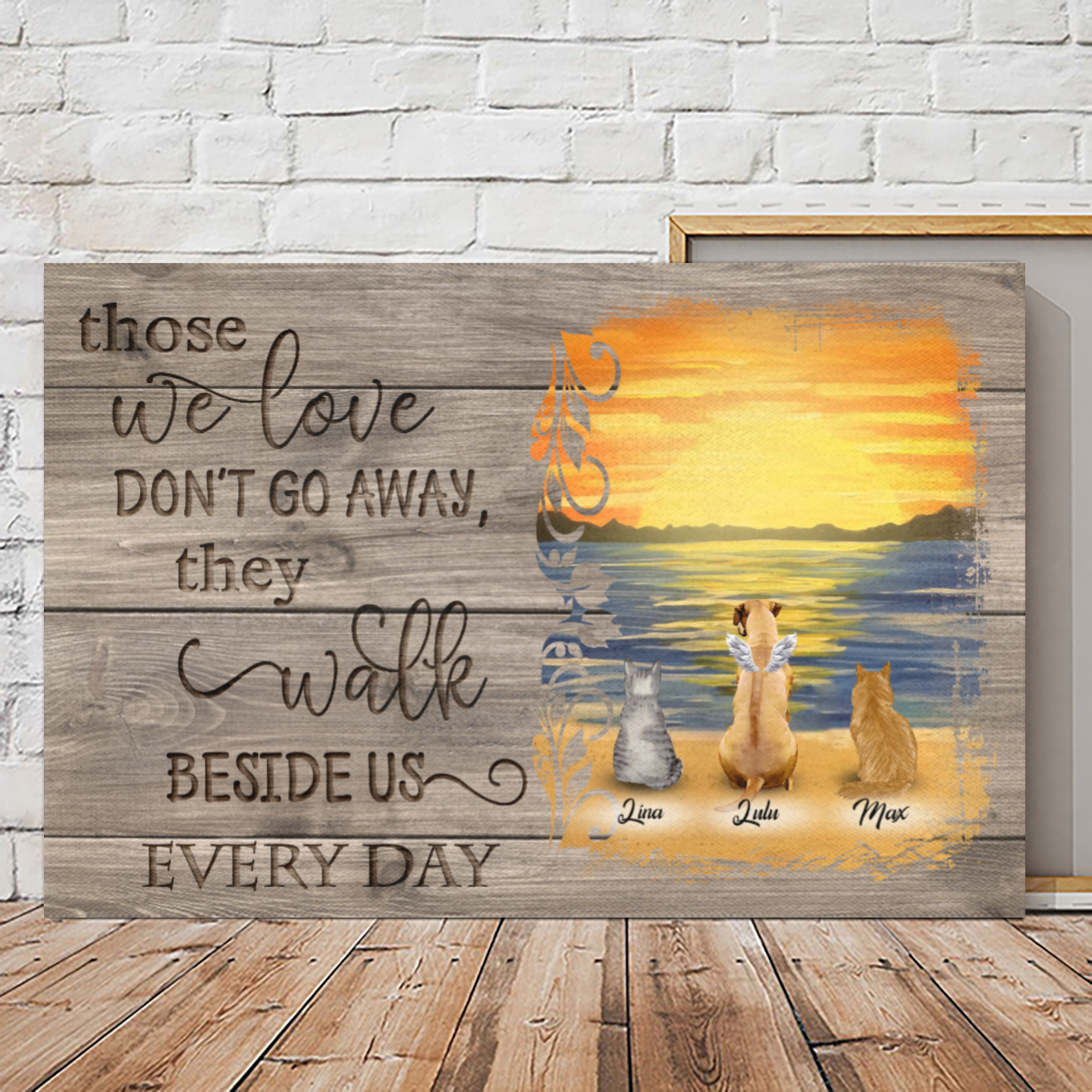 Personalized Canvas/Poster Prints For Friends/Pet Lovers - Unique Gift Custom With Dogs/Cats Breed & Names - They walk beside us