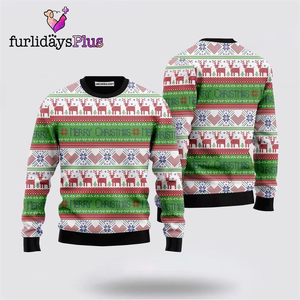 lue Red Tacky Reindeer Xmas Pattern Sweater ,Christmas Ugly Sweater For Men, Women