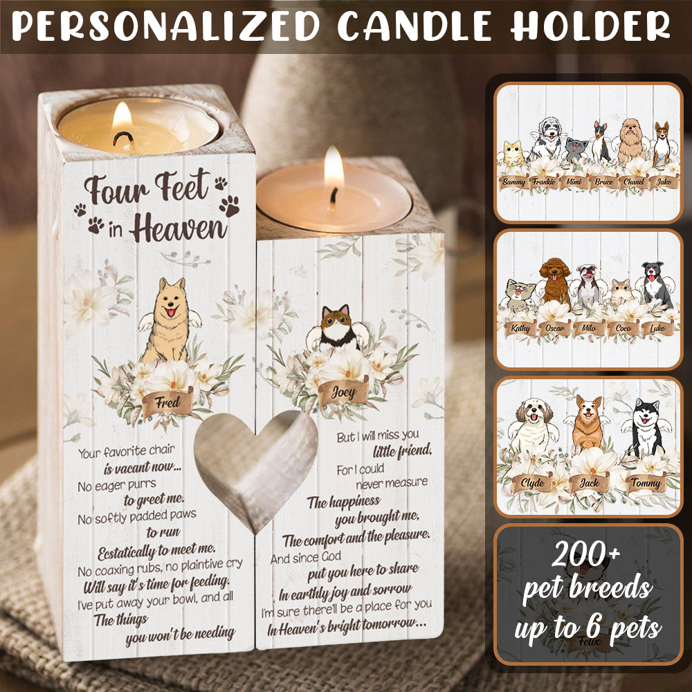 Custom Candle Holders For Pet Lovers - Memorial Gift With Personalized Pets & Text - Pet Art Full (Not Included Candles) Plus