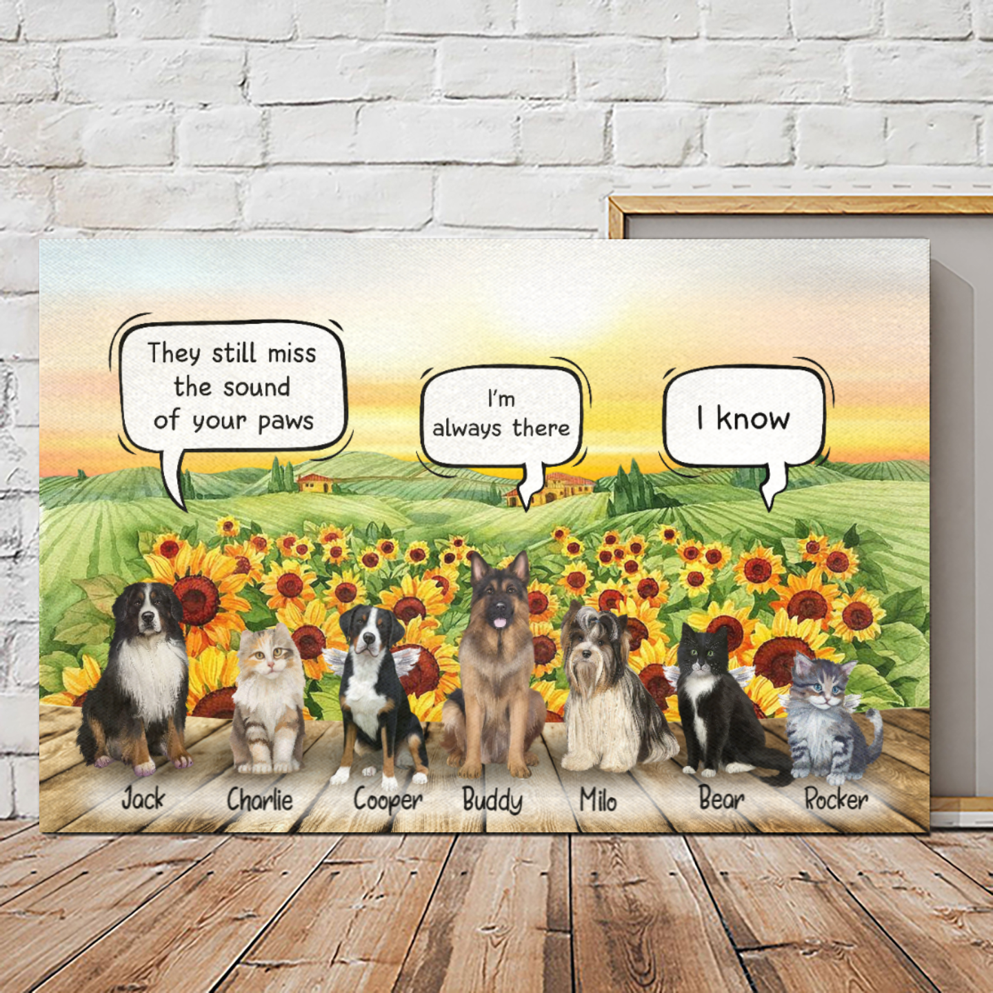 Personalized Canvas/Poster Prints For Friends/Pet Lovers - Unique Gift Custom With Dogs/Cats Breed & Names - Pets Conversation - (Up To 7 Pets/Dogs/Cats)