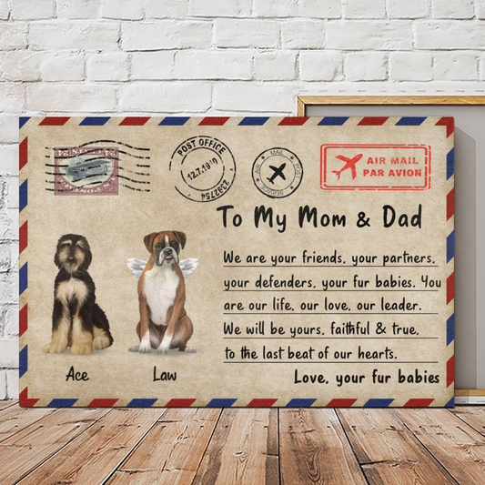 Personalized Canvas/Poster Prints For Friends/Pet Lovers - Unique Gift Custom With Dogs/Cats Breed & Names - Mailing Front Pets - (Up To 2 Pets/Dogs/Cats)