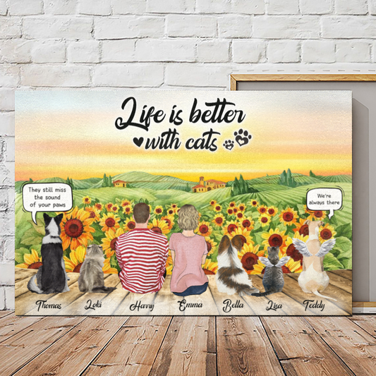 Personalized Canvas/Poster Prints for Friends/Pet Lovers - Best Gift Personalized With Dogs/Cats - Dad Mom with Pets Conversation - Life is better with fur babies