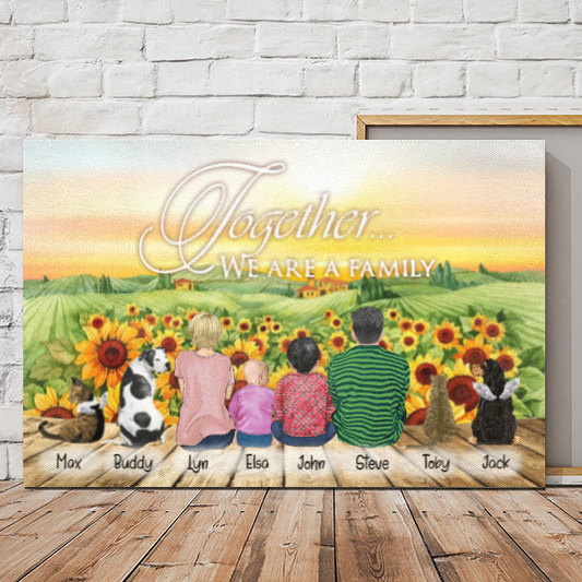 Personalized Canvas/Poster Prints For Friends/Pet Lovers - Best Gift Custom With Dogs/Cats Breed & Names - Family With Pets