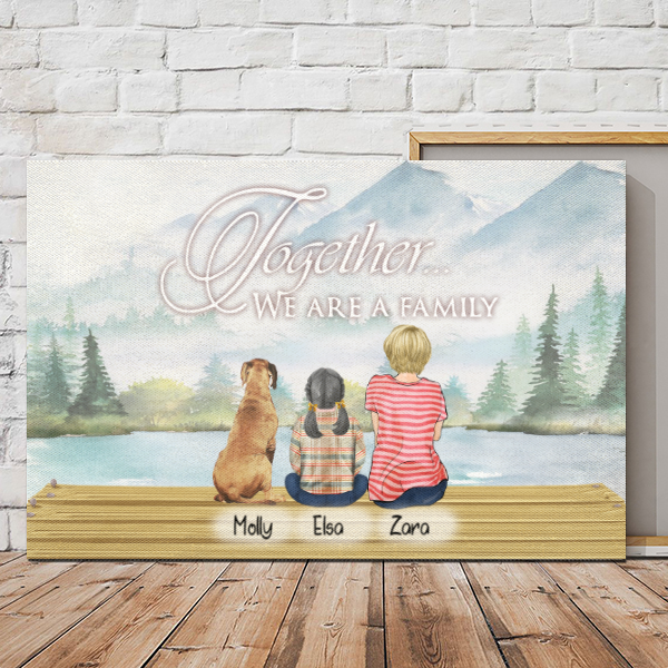 Personalized Canvas/Poster Prints for Friends/Pet Lovers - Best Gift Custom With Dogs/Cats breed & Names - Family with pets - Mom and children with Pets