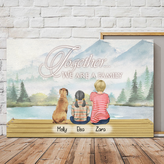 Personalized Canvas/Poster Prints for Friends/Pet Lovers - Best Gift Custom With Dogs/Cats breed & Names - Family with pets - Mom and children with Pets