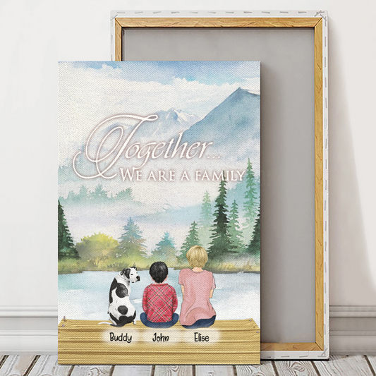 Custom Canvas Prints for Familys/Pet Lovers - Amazing Gift Personalized With Dogs/Cats breed & Names - Mom and Children with Pets