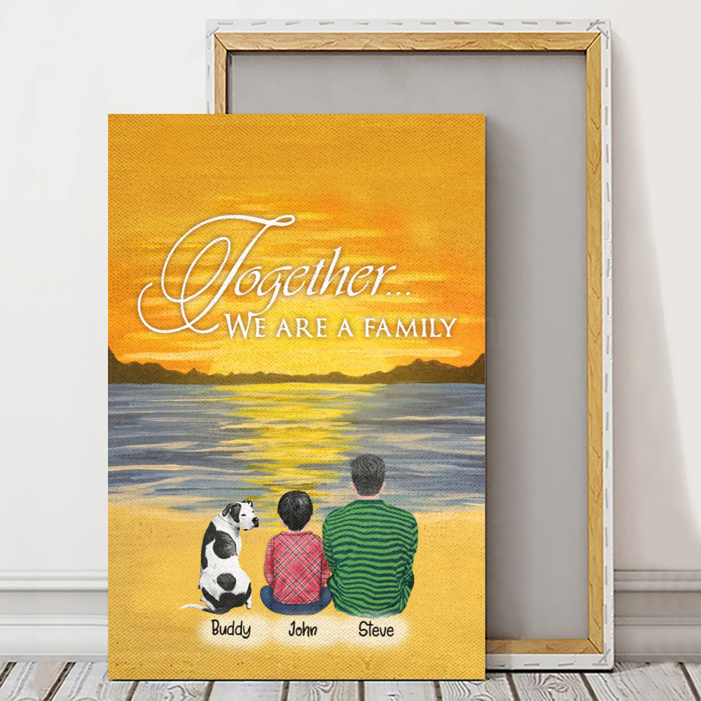 Personalized Canvas/Poster Prints for Friends/Pet Lovers - Best Gift Custom With Dogs/Cats breed & Names - Dad and Children with Pets