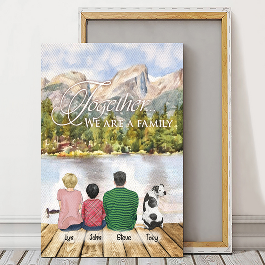 Custom Canvas Prints For Friends/Pet Lovers - Amazing Gift Personalized With Dogs/Cats Breed & Names - Family - Mom-Dad And Children With Pets