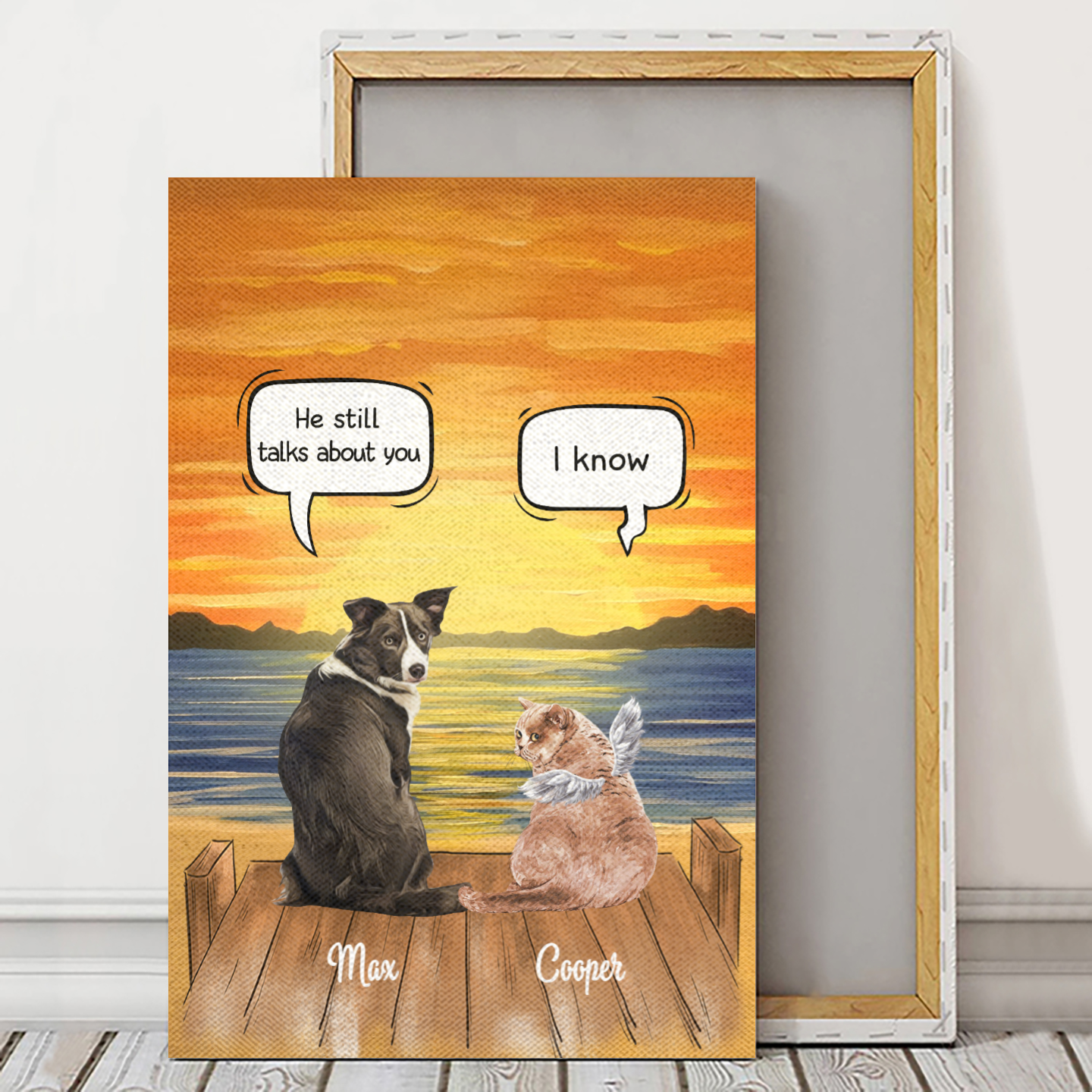 Custom Canvas Prints for Friends/Pet Lovers - Amazing Gift Personalized With Dogs/Cats breed & Names - Dogs/Cats Conversation