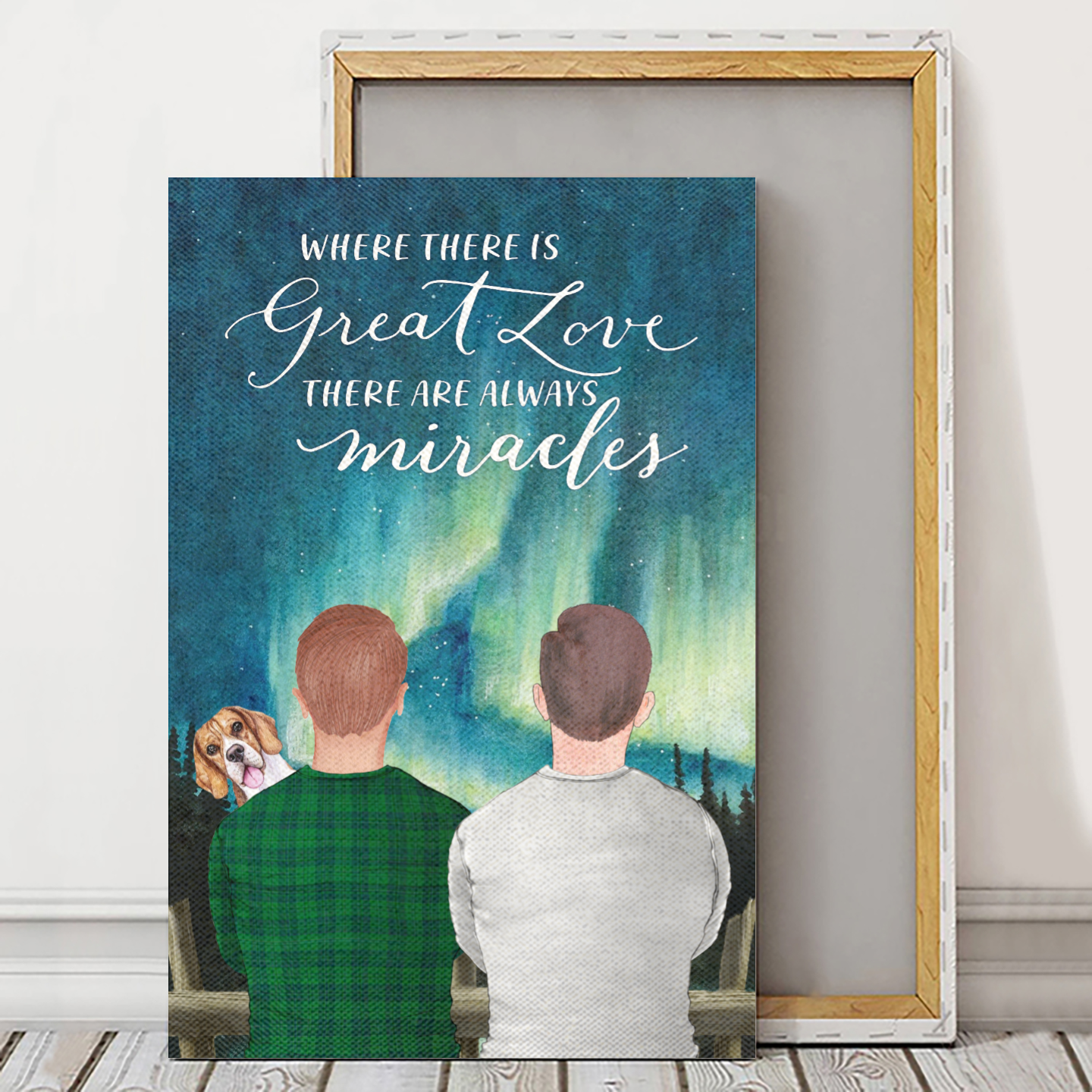 Personalized Canvas/Poster Prints For Friends/Pet Lovers - Best Gift Personalized With Dogs/Cats Breed & Names - Two Dads - I Love You To The Moon & Back - (Up To 3 Pets/Dogs/Cats)