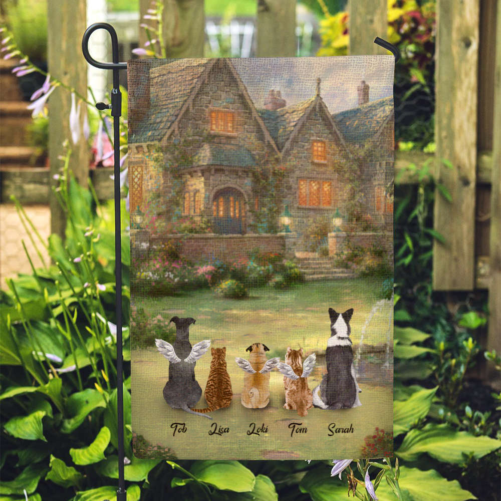 Personalized Garden Flag - For Dog Lovers/Cat Lovers - Home - Choose up to 5 Pets/Dogs/Cats - Furlidays