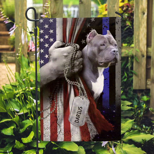 Personalized Garden Flag For Pet Lovers - Automatically remove image background  - Pets/Dogs/Cats upload image - Pulling US Flag - Furlidays