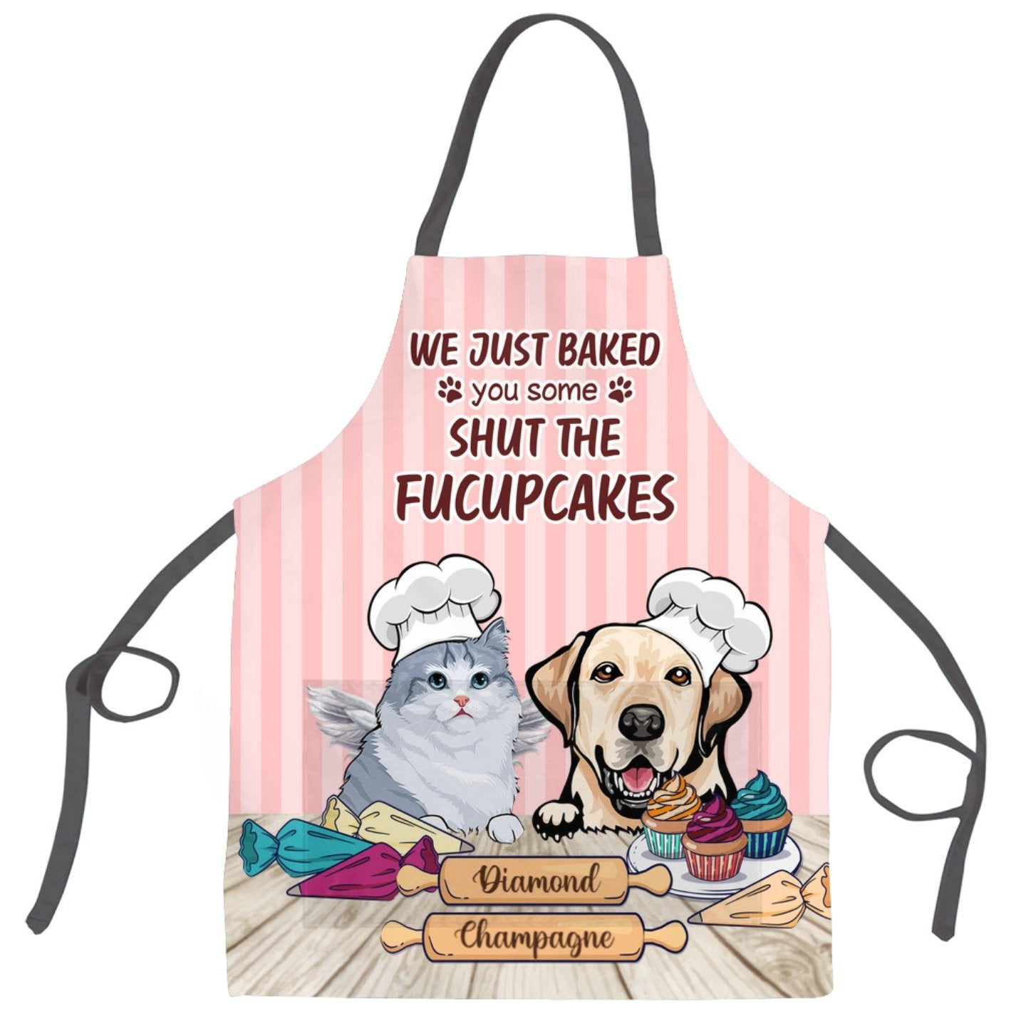 Personalized Apron for Pet Lovers - Pets Face -Shut the Fucupcakes - Choose up to 2 Pets/Dogs/Cats - Furlidays