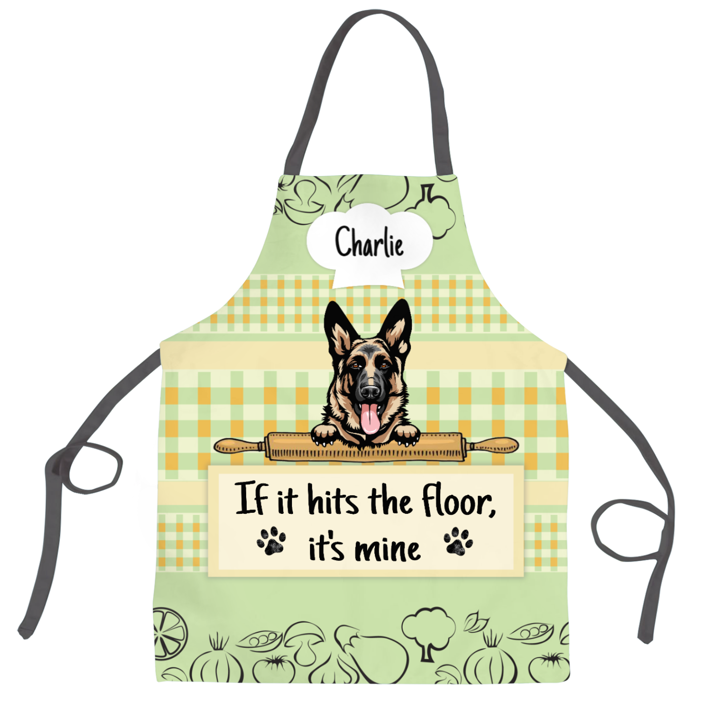 Personalized Apron for Pet Lovers - If it hits the floor, it's mine - Choose up to 3 Pets/Dogs/Cats - Furlidays 