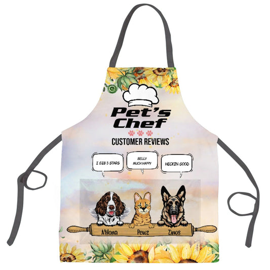 Personalized Apron for Pet Lovers - Pet's chef customer reviews - Choose up to 3 Pets/Dogs/Cats - Furlidays