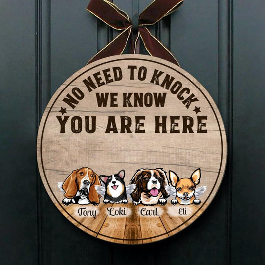 Personalized Door Sign for Pet Lovers - No need to knock we know you're here - Choose up to 4 Pets/Dogs/Cats - Furlidays